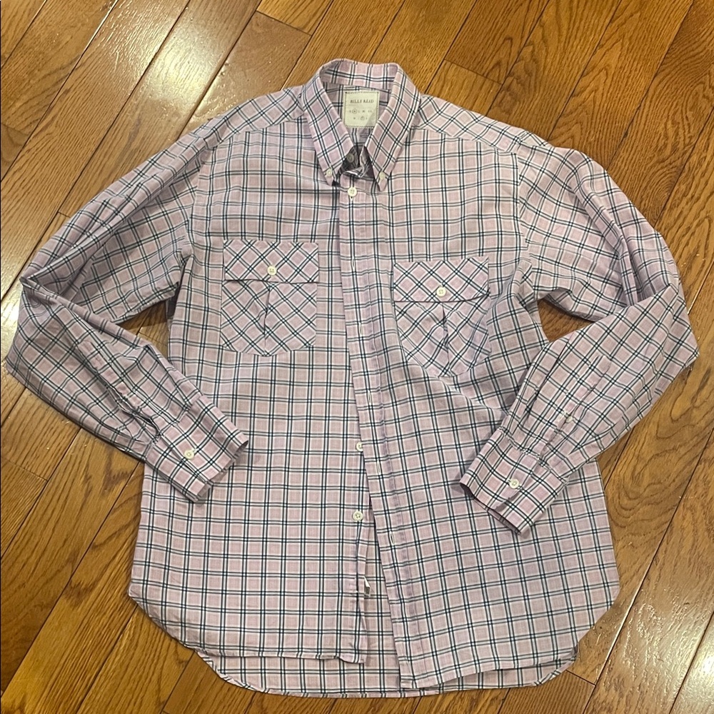 Billy Reid Men's Pink/Lavender tones and Blue Checkered Shirt. Excellent cond